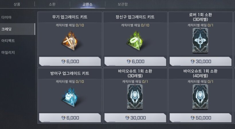 캐시상점 교환소 품목